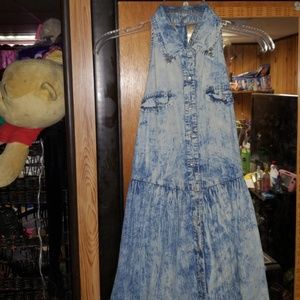 Women's stone wash denim dress
